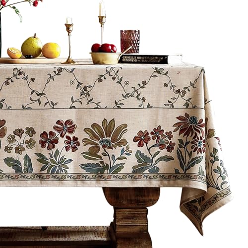 patdrea Designer Linen French Tablecloth for Rectangle Table,Fall Country Breathable