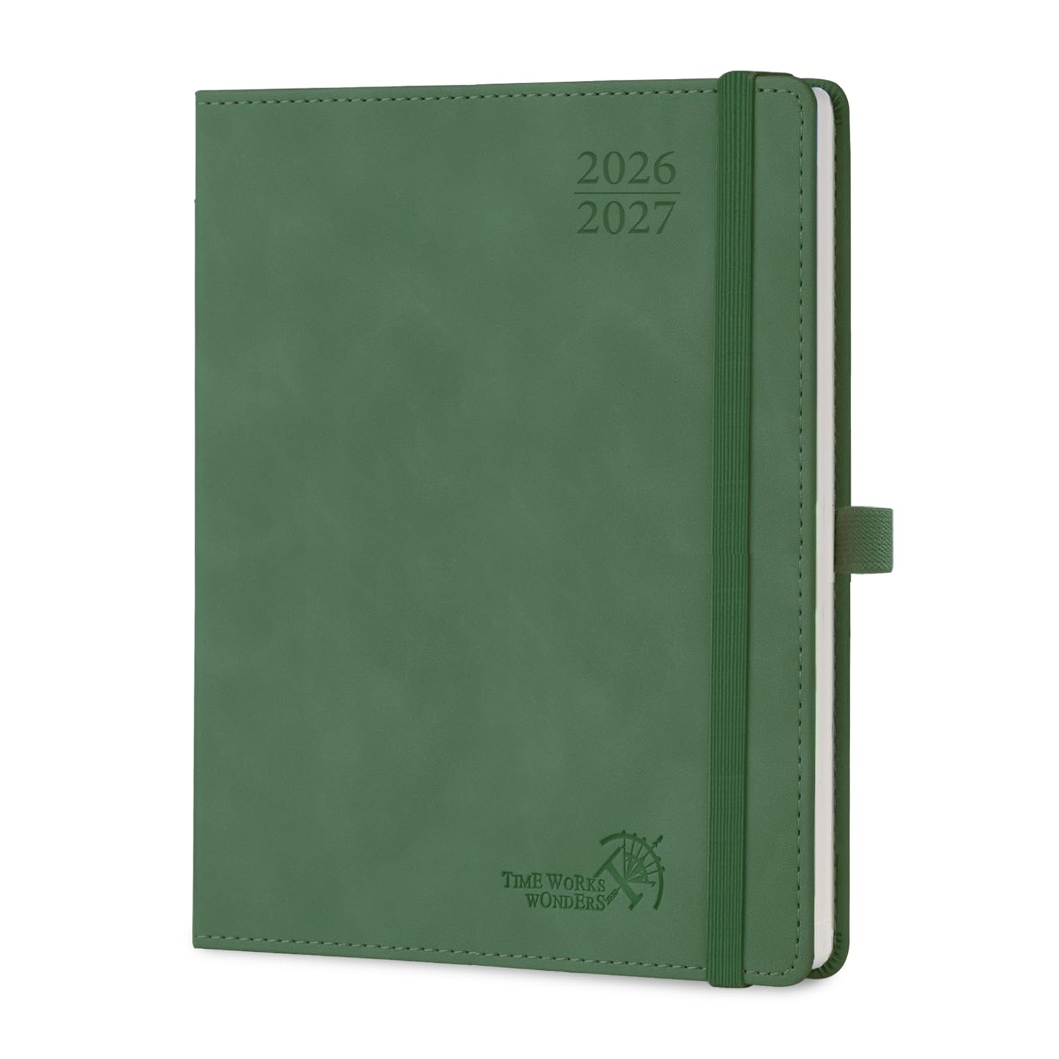 POPRUN Academic Diary Week to View 2026-2027 Large Soft Cover 26.5 x 21.5 cm - 26/27 Weekly Planner & Notebook in One, Inner Pocket, Monthly Tab(Mint Green)