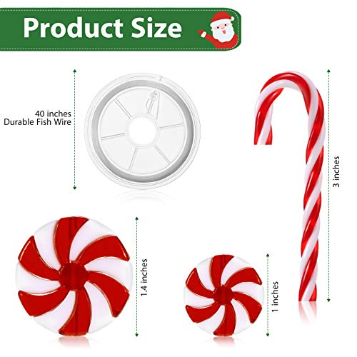 Willbond 48 Pcs Christmas Candy Canes Candy Swirl Garland Plastic Candy Decoration Tree Candy Decoration Candy Garland Ornaments With Crystal Wire For Xmas Party Christmas Home Decor (Red And White) #TOP2