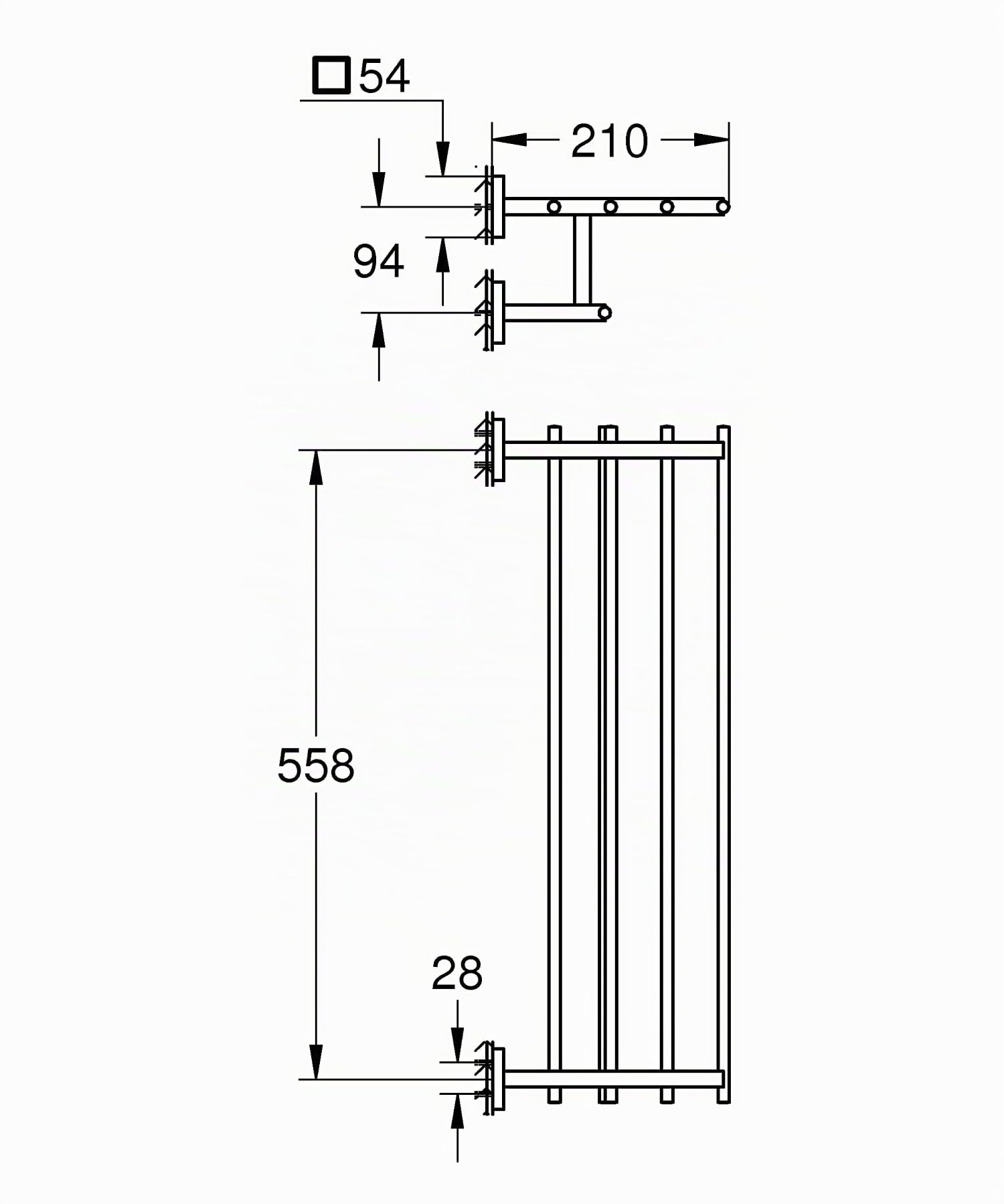 GROHE Start Cube Rack Porte-Serviettes Mural, Fixations Cachées, Vis incluses, Brillance Eclatante, Taille 60cm, Chromé, 41099000