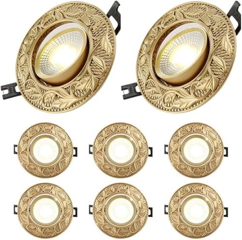 CAFIEDR Paquete de 8 focos LED empotrables Tipo Globo Ocular, Regulables, de latón Chino, para Techo, Color Bronce.
