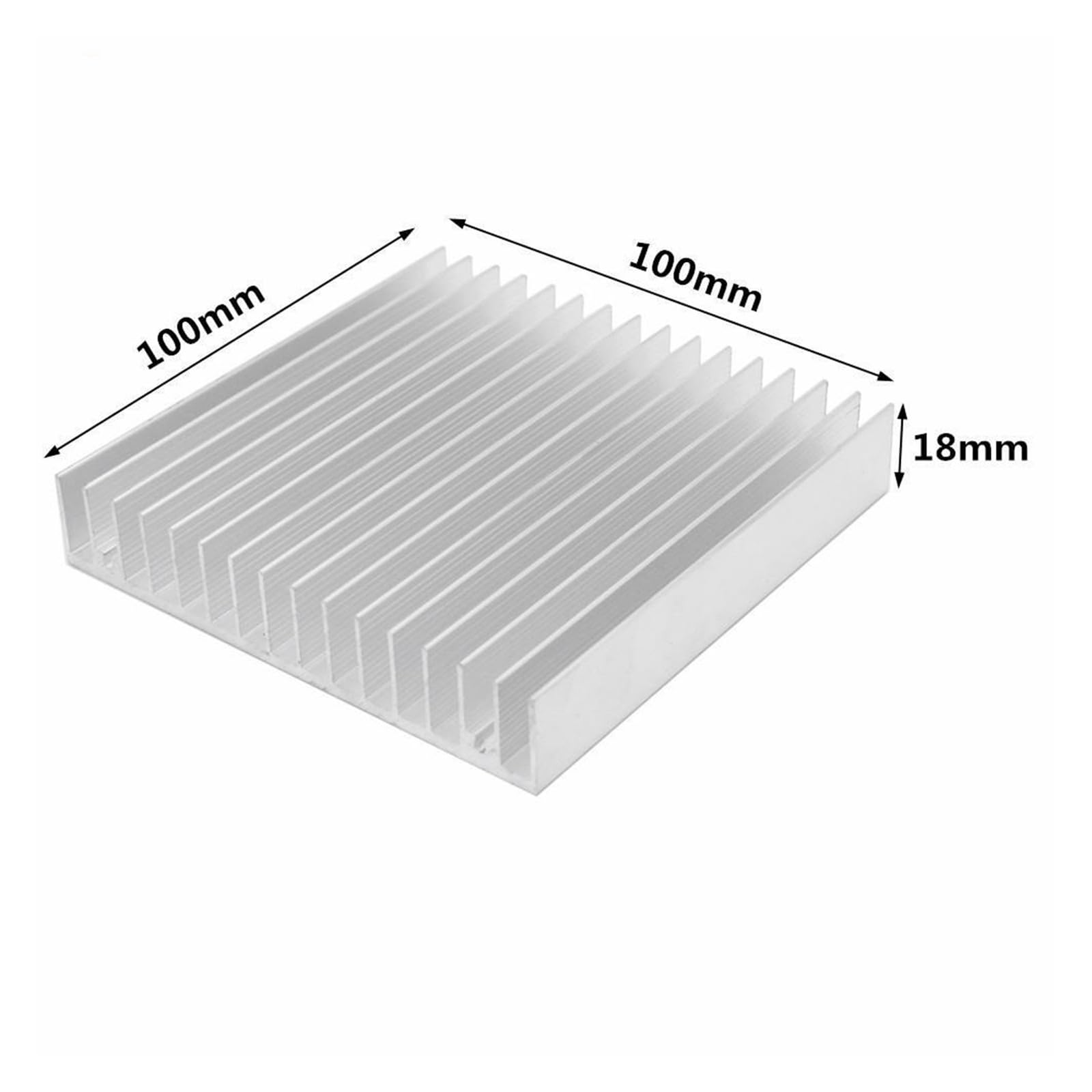 Dissipatore di calore in alluminio, dissipatore di calore per chip elettronico LED, dissipazione del calore con nastro termico (100 x 100 x 18 mm)
