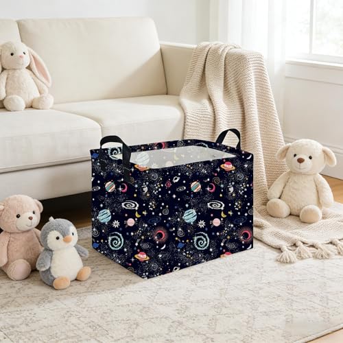 Image of Rectangular Star baskets,Storage Basket,Waterproof foldable laundry basket for Kids,Cute Toys Storage Bin Organizer,Book bins,Starry Sky Galaxy Room Decor(Stars)