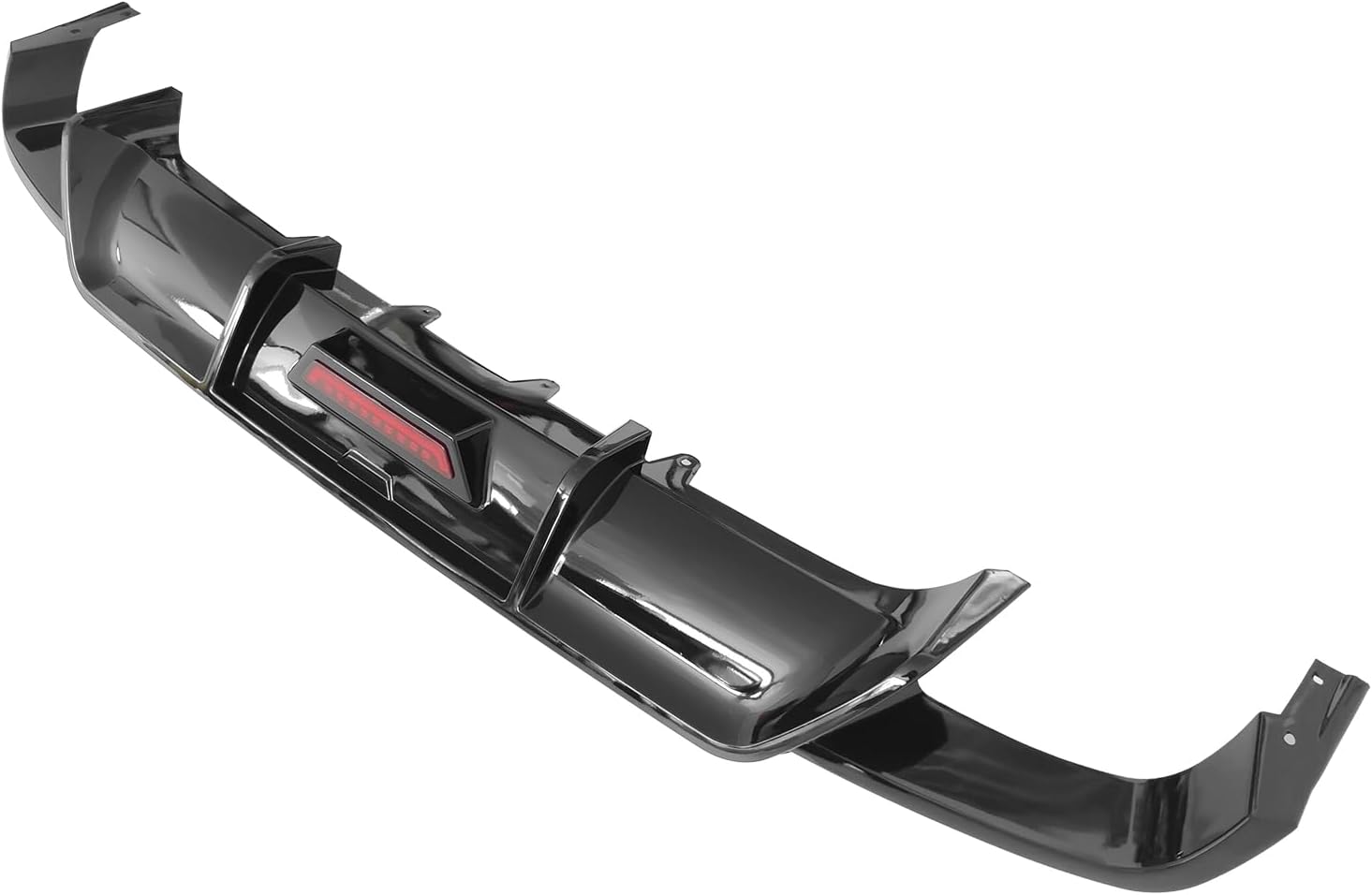 IKON MOTORSPORTS, Rear Bumper Diffuser Lip W/Light Compatible with 2018-2024 Toyota Camry SE XSE Models Only, Gloss Black Injection PP Add On Air Dam Rear Lower Bumper Protector Lip Bodykits