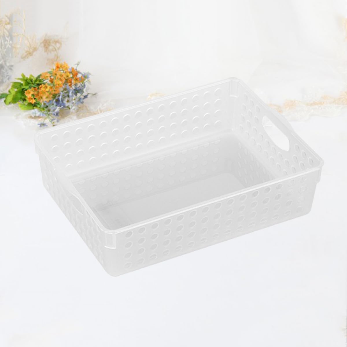 NUOBESTY 3pièces Panier De Rangement Plastique Creux Pour Documents Organisateur De Bureau Et Maison Blanc