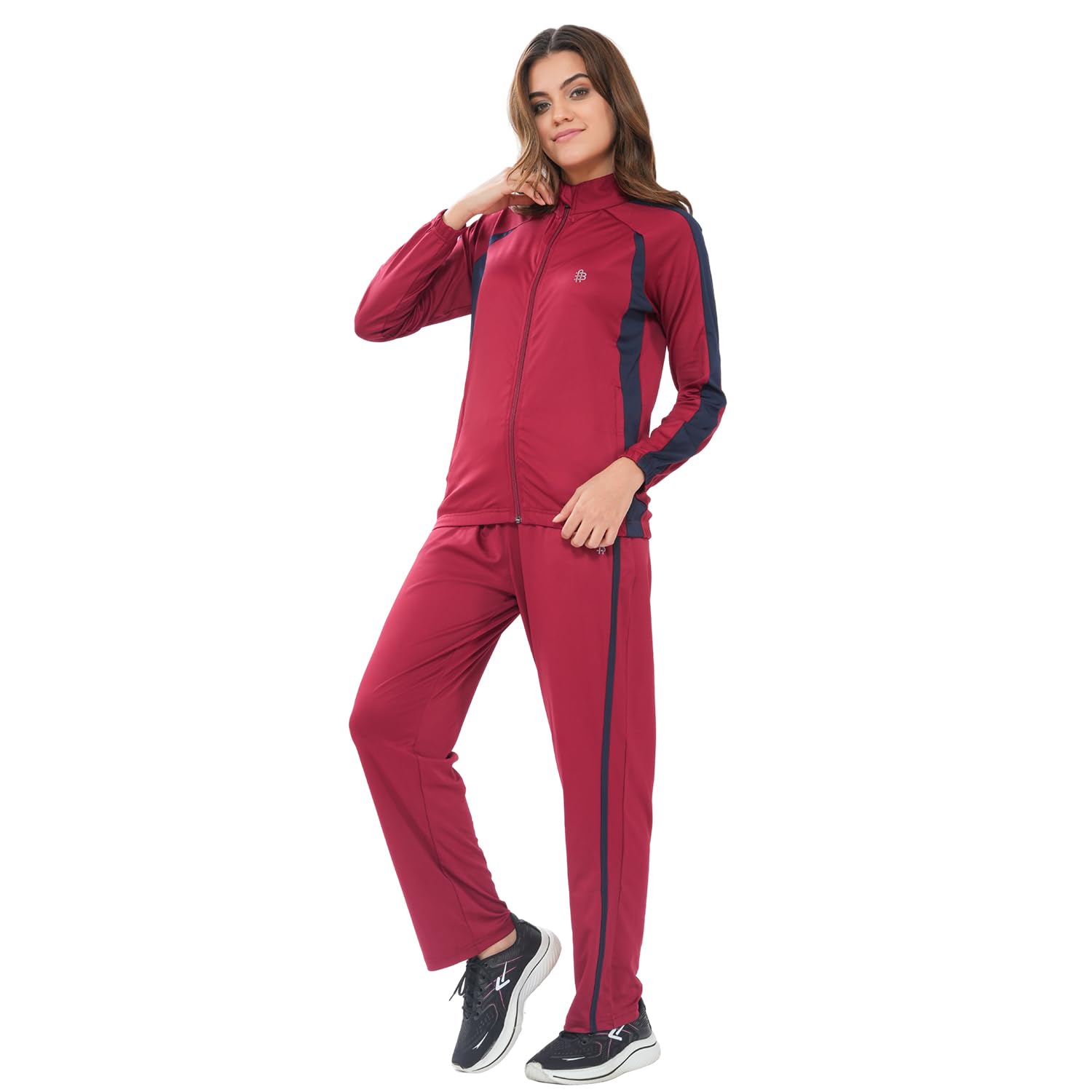 bonjour Women's High Neck Winter Tracksuit with Full Zip Jacket & Elastic Waist Lower – Soft Warm Activewear for Gym, Running & Casual Wear-picture-43