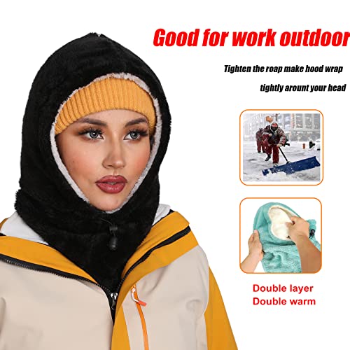 Ski Mask For Women Winter Fleece Balaclava Face Mask Thermal Face Cover Cold Weather Face/Head/Neck Warmer Hood Hat(Black) #TOP3