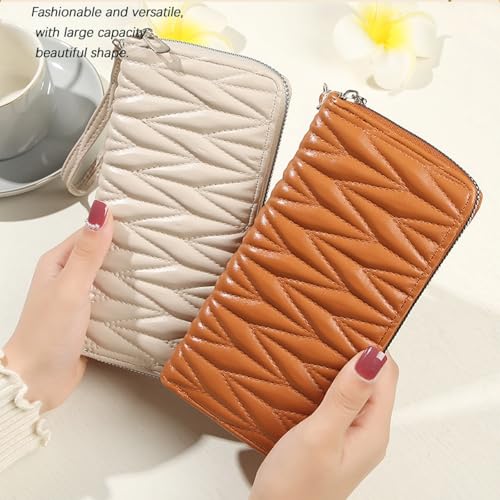 Women's Zip Wristlet Wallet - Large Capacity RFID Blocking Clutch Purse Quilted Soft Vegan Leather Travel Organizer2