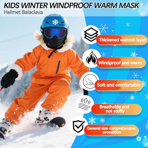 Image of Kids Balaclava Ski Mask for Skiing Cycling, Cold Weather Neck Warmer Windproof Thermal Face Mask for Boys /Girls