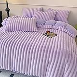 Photo Gallery gardeneea set di piumoni in morbida peluche tinta unita, set di biancheria da letto con design a strisce spesse, 4 pezzi, chiusura con cerniera, e, king (h king) Photo Gallery gardeneea set di piumoni in morbida peluche tinta unita, set di biancheria da letto con design a strisce spesse, 4 pezzi, chiusura con cerniera, e, king (h king)