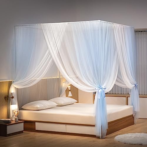 Beyeutao Moskitonetz Betthimmel 150 x 200 cm Blau - Baldachin Bettzelt für...