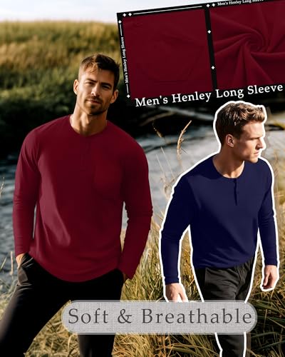 Neer 3 Pack Men's Big and Tall Henley T-Shirts L-5xl, Long Sleeve Cotton Pocket Oversized Tops Casual Soft Loose Basic Tees2
