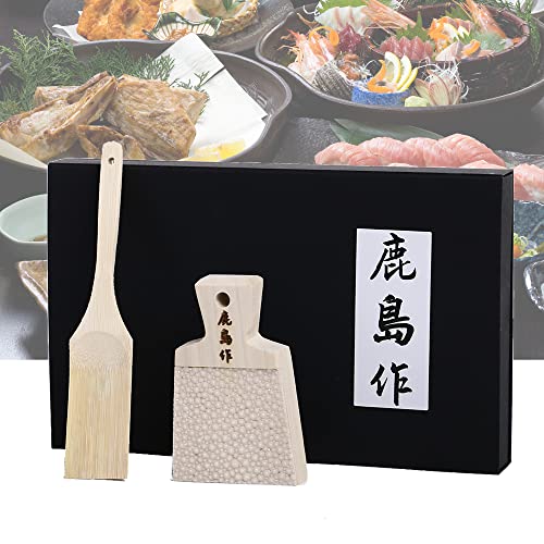 Traditional Japanese Grater With Bamboo Brush - Classic Ginger and Wasabi Grater