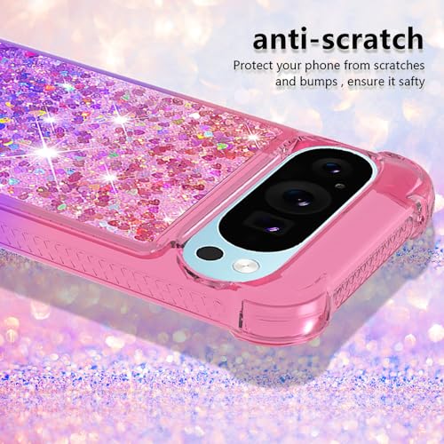 QIWEIQING Glitter Case Compatible for Google Pixel 9 Pro XL, Pink Purple YBJ, Google Pixel 9 Pro XL 6.8" - Image 3