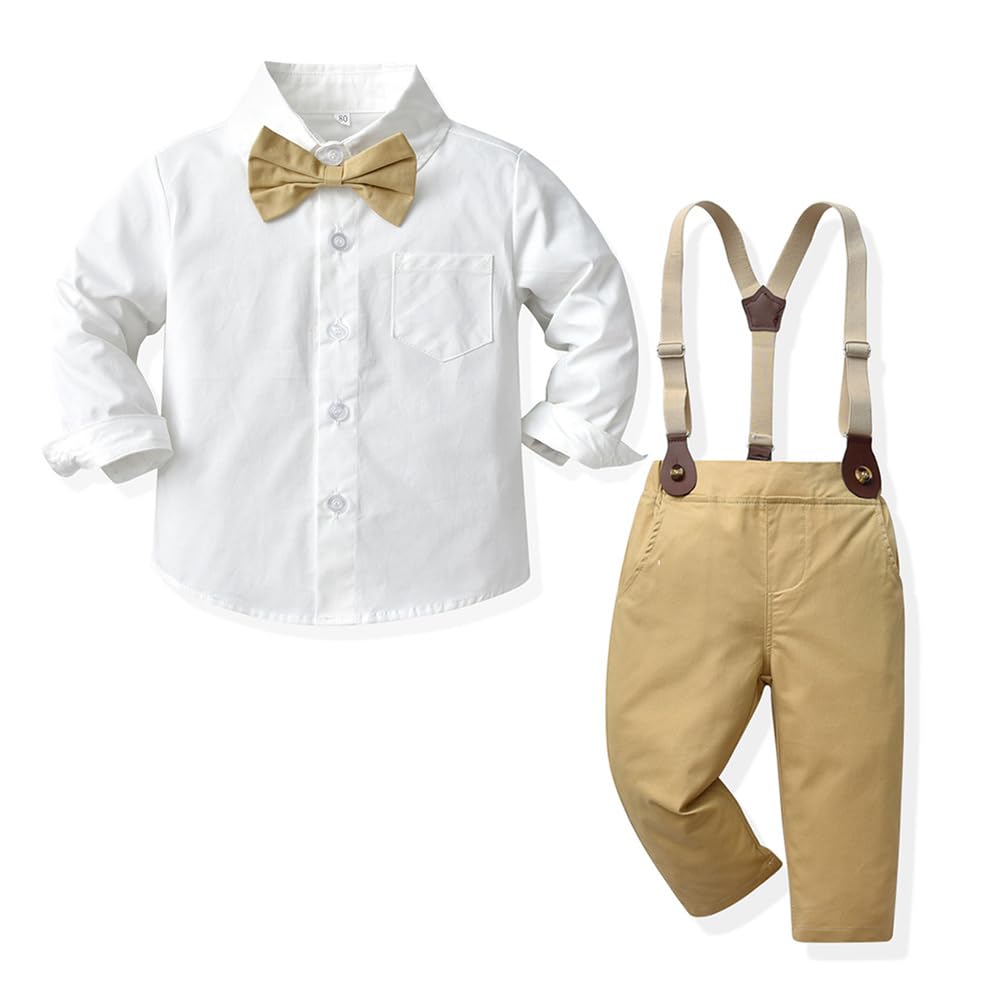 IDOPIP Tuta formale da uomo, con papillon e bretelle, pantaloncini e pantaloni, 6M-5T