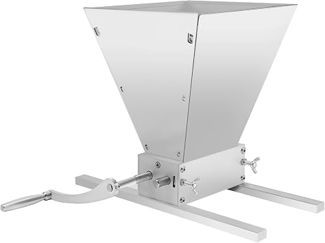 4L Hopper Grain Mill Grinder with 1.06 Gallon Large Hopper Hand Crank for Milling Barley, Wheat, Grain Mill Brewing - Adjustable Roller Gap 0-2.5mm