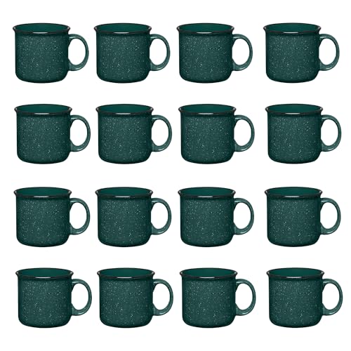 16 Ceramic Campfire Mugs, 15 Oz, Green