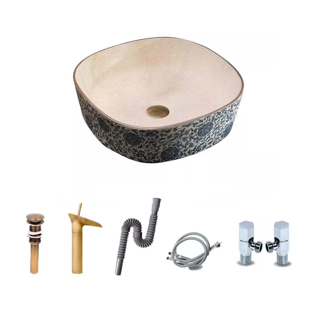 Hpthly B Athroom Sink Alcony Athroom Wash Asin & Wash Asin Retro Above Table Asin Wash Asin Household Ceramic Asin Vessel Sinks (B)