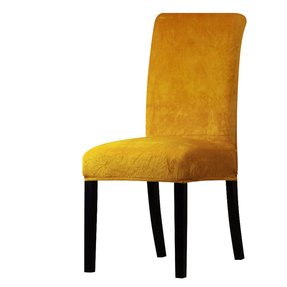 Housse de chaise de bureau en velours extensible doré pour salle à manger