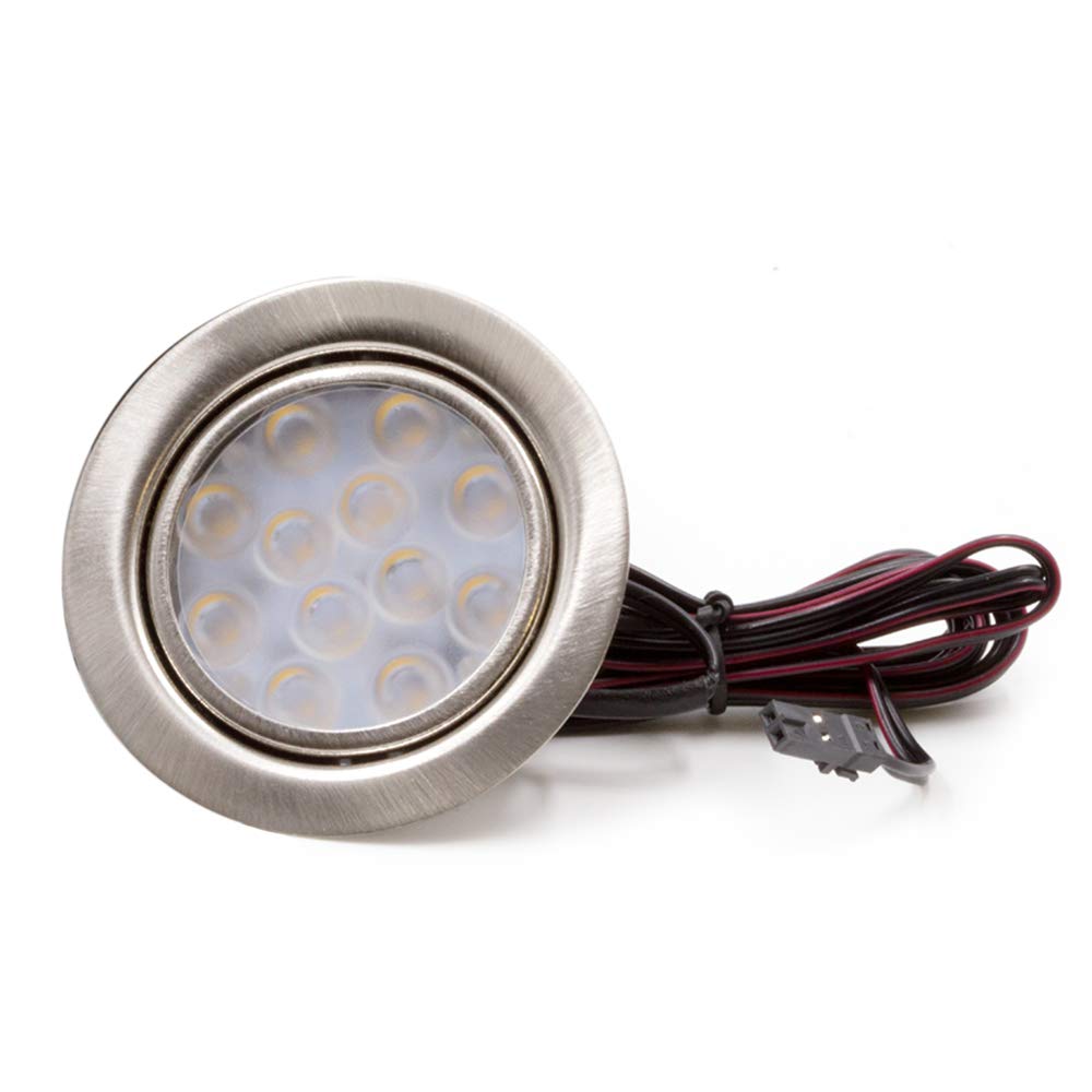 3er Set LED Möbelleuchte Einbaustrahler Edelstahl Gebürstet flach 3W warmweiß 3200K 200lm 12V + 15W LED Trafo 230V für das Wohnzimmer, Küche und Bad