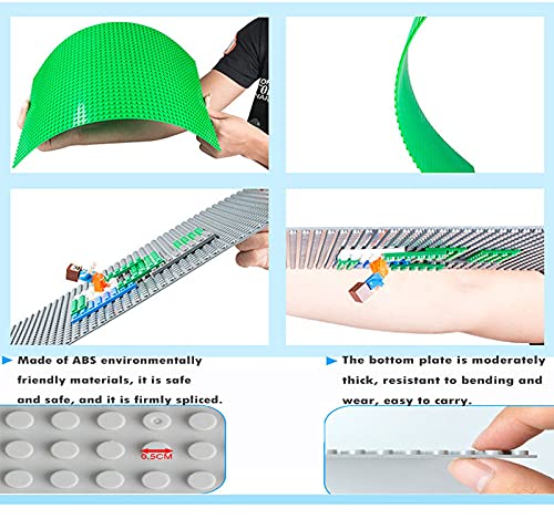 Lot De 6 Plaques De Base 25,4x25,4 Cm – Compatibles Toutes Marques – Vert, Gris, Bleu – Pour Briques