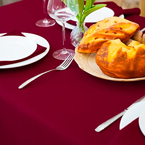 Jyflzq Burgundy Rectangle Tablecloth 60 X 102 Inch For 6 Foot Tables Washable Stain Resistant Polyester Table Cover Cloth For Parties Banquet Wedding(Equipped With 6 Napkin Cloth) #TOP2