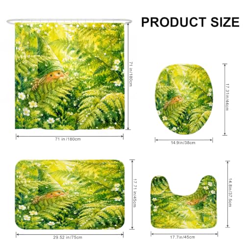 Rideau de douche gnome vert printanier en polyester imperméable - 4