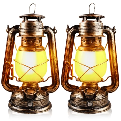 VEGOATY Juego de 2 farolillos LED vintage, recargables por USB, 4 modos, regulables, lámpara LED de queroseno, lámpara colgante para exteriores con efecto de llama, para jardín, terraza, salón, balcón