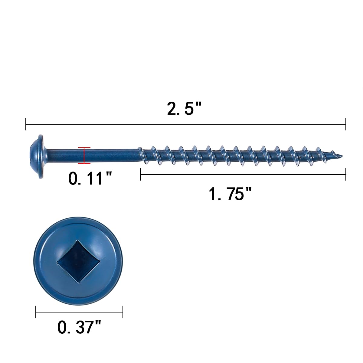 300 piezas (2.6 libras), #8 tornillos de agujero de bolsillo de 2-1/2, tornillo de bolsillo exterior de 2-1/2 pulgadas, rosca gruesa, unidad cuadrada, cabezal de arandela, resistente a la