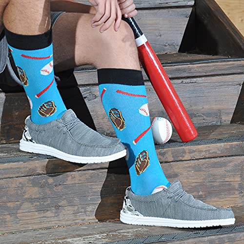 Cavertin Men's Funny Socks Hunting Fishing Football Baseball Gaming Golf Taco Pizza Bacon Christmas Gift For Men (Baseball) #TOP3