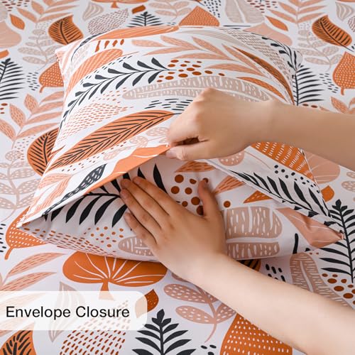 Yibeizi Boho Leaves Printed Sheet Set Queen, Botanical Pattern Bed Sheets Microfiber Bedding Sheets & Pillowcases Soft 15 Inch Extra Deep Pocket Fitted Bedsheet 4 Piece thumb #2