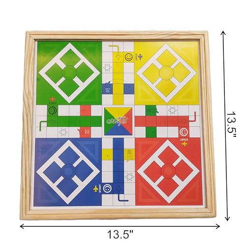 Image of 2-in-1 Ludo, Wooden Board Game| Ludo Game Set | Vibrant Multiplayer Game for Kids & Adults | Smooth & Durable Indoor Board Game Set Indoor Game (ludoandchess)