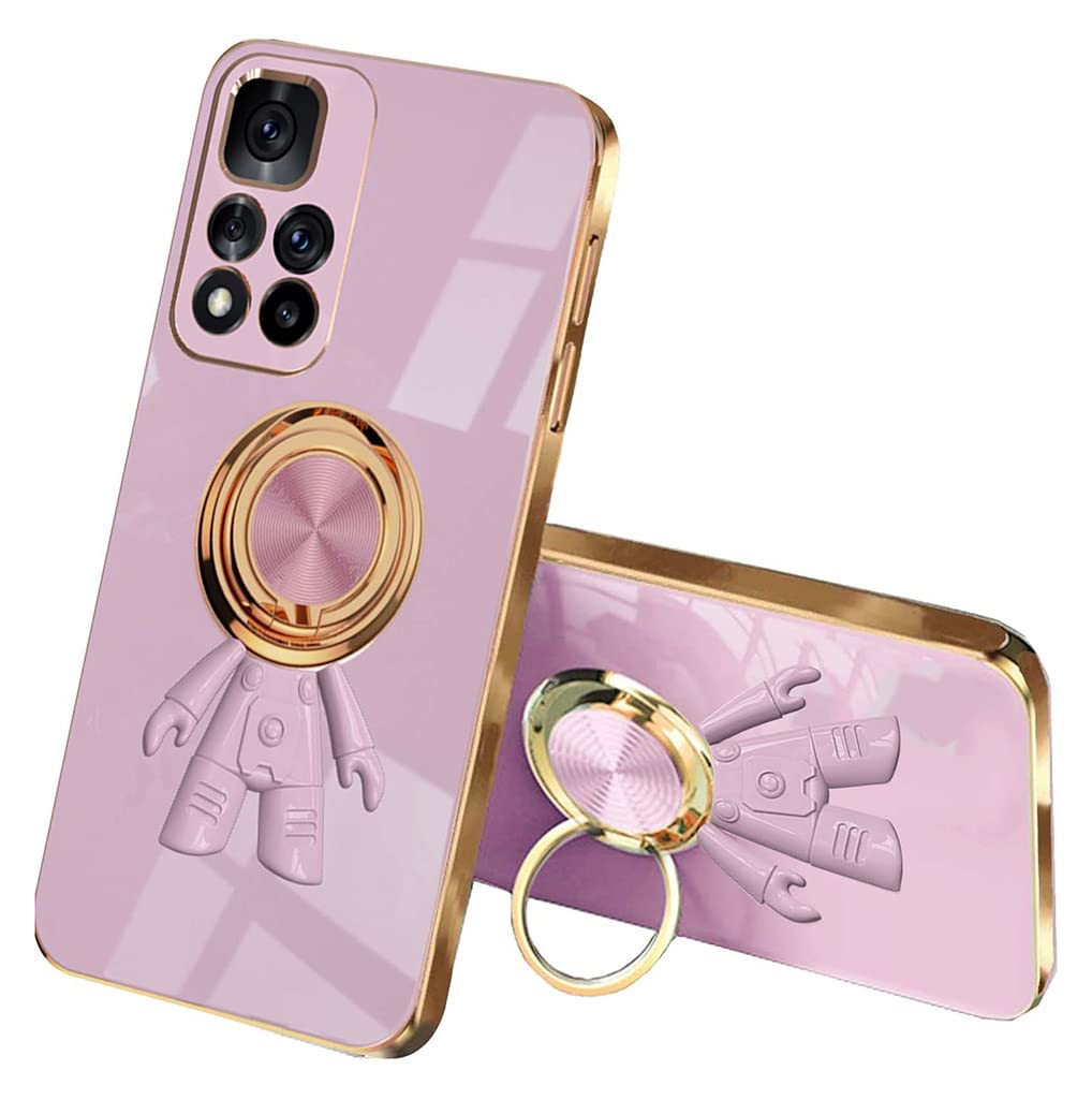 SEAHAI Cover per Xiaomi Redmi Note 11 / Redmi Note 11S 4G, Custodia Ultra Sottile ed Elegante in Silicone TPU, Placcatura Astronauta Design Cover Antiurto Case con 360° Anello Supporto, Bianca