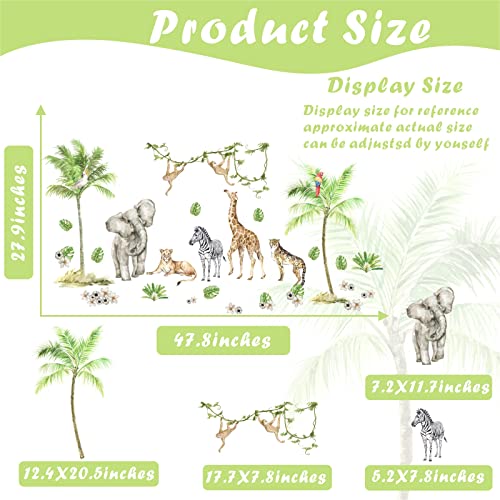 Jungle Animals Wall Decals Woodland Animals Wall Stickers Baby Boys Girls Nursery Wall Decor,Safari Wall Decals Peel And Stick Elephant Giraffe Forest Animal Wall Stickers For Kids Room Playroom Decor #TOP3