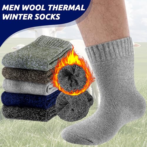 10 Pairs XXL Thermal Warm Winter Socks for Men Size 15-18 Wool Extra Large Wide Crew Socks Thick Thermal Hiking Boot Stockings for Hiking Skiing Winter Cold Weather Swollen Feet Legs2