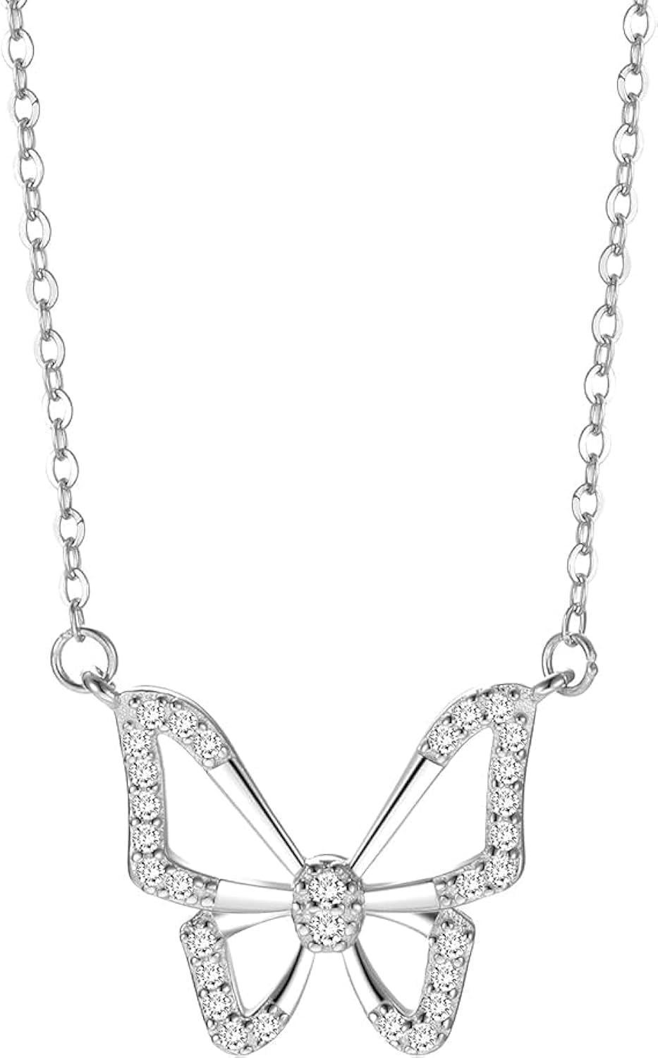 Mekki Butterfly Necklace For Women, Butterfly Pendant white Gold Plated Necklace Fashion Diamond Clavicle Chain Pendant Adjustable, Gift For Friend,Wife,Sis,Mom,GF