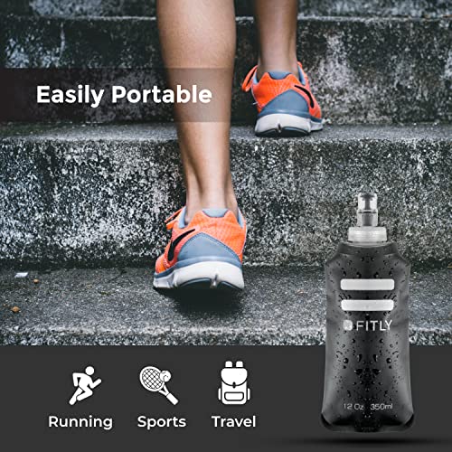 Image of FITLY Soft Water Bottle | Shrink As You Drink Soft Flask for Hydration Pack | Folding Water Bottle Ideal for Running, Hiking, Cycling, Climbing & Rigorous Activity
