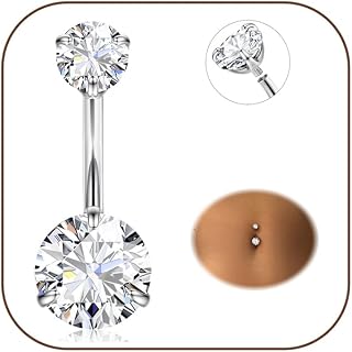 Piercing Nombril G23 Titane Barres 14G CZ Incrusté Anneaux Inverse Nombril Barbe, boucle d'oreille piercing