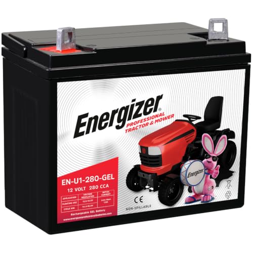 Image of Energizer EN-U1-280-GEL, 12 Volt 280 CCA, Long Lasting Sealed Lead Acid AGM Rechargeable Battery Ideal for Use in Tractors, Lawn Mowers, and More