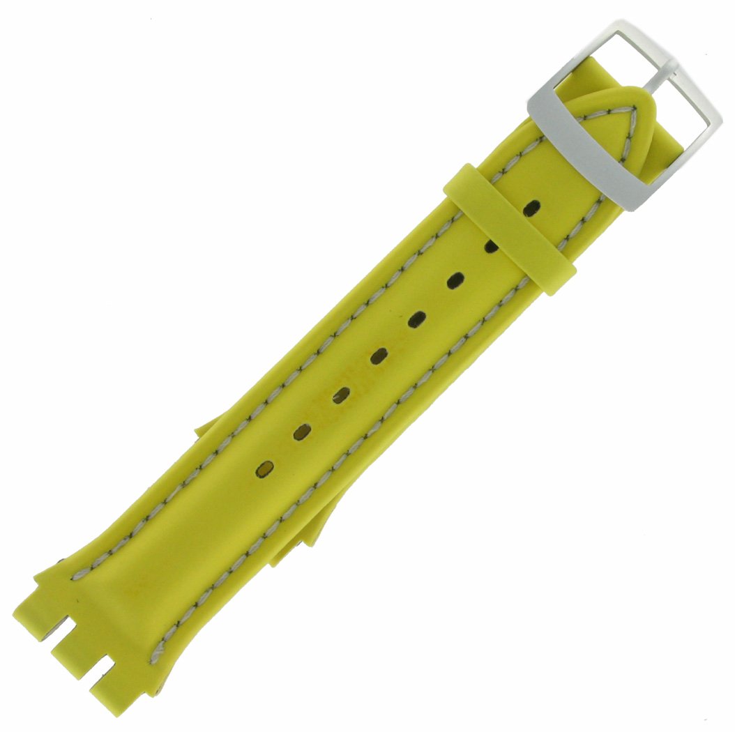 Hirsch 20mm Unisex Watch Band for Swatch Chrono David Yellow Rubber