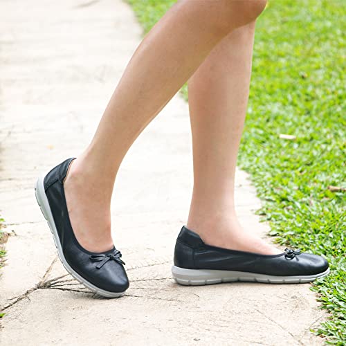 Women's Flats 100% Genuine Leather, Flats Shoes Women, Leather Ballet Flats For Women, Black Flats, Flats For Women Dressy Comfortable, Round Toe Slip On Ballerina Walking Flats Shoes For Women (Black Us Size 6) #TOP2