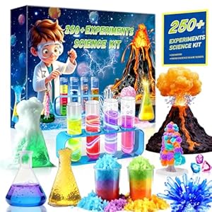 250+ Experiments Science Kits for Kids, STEM Activities Educational Science Kits Gifts with Chemistry Set, Erupting Volcano and Growing Crystal Tree (Science kit with 250+ Experiments)