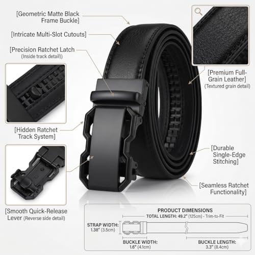Image of WildHorn Men's Genuine Leather Belt for Men| Premium Auto-Lock Buckle | Adjustable up to 48 inch | Formal & Casual Wear | Micro-Adjust Fit | Stylish Gift Box Included