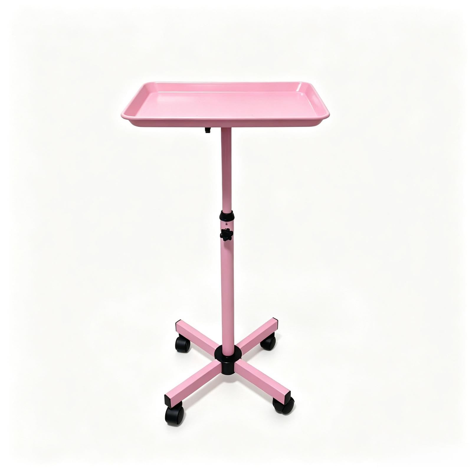 Salon Tray Cart Mobile Height Adjustable Salon Tray Portable Service Cart for Nail Technicians, Skin-Art Artists, Beauty Parlors Pink-image-21
