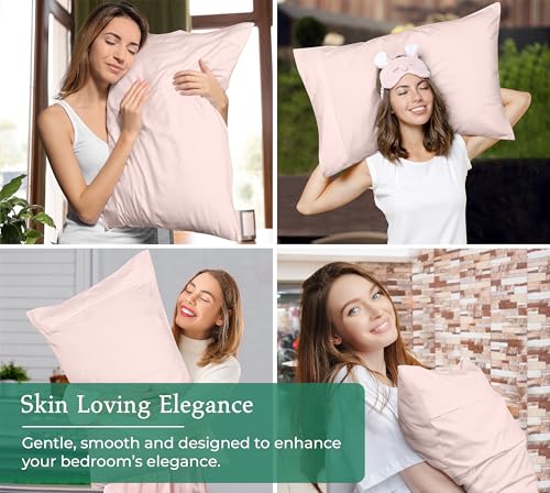 Image of Royale Linens Standard Pillowcase Set of 2 - Bed Pillow Cover - 20 inchx26 inch - Pink Pillowcases - 1800 Brushed Microfiber, Wrinkle & Fade Resistant - Soft & Cozy- Standard Size Pillow Case (STD, Pink)