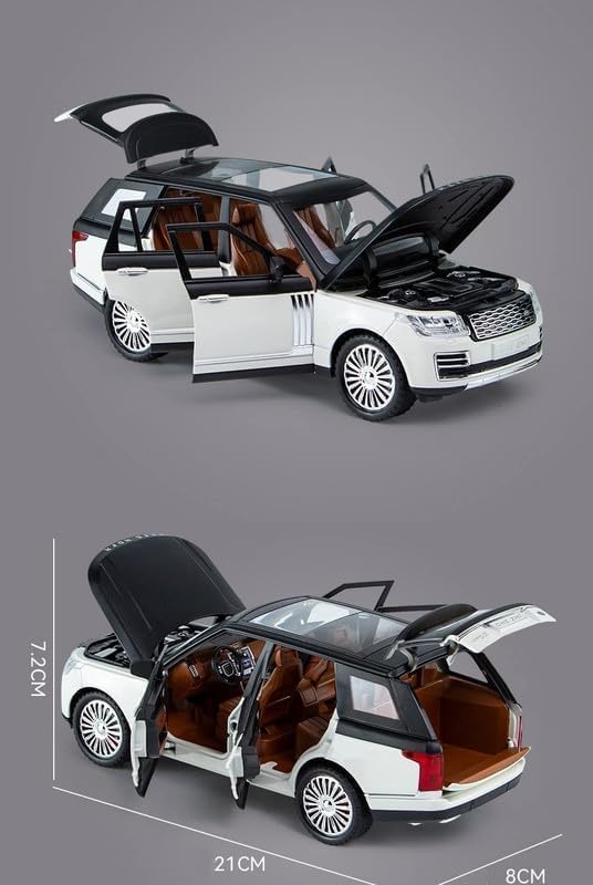 Image of PINQUE Kids New Car 1:24 Refender Diecast Alloy Metal Pull Back Car with Openable Doors Music Sound and Light Vehicle Toy Car for Boys (White)