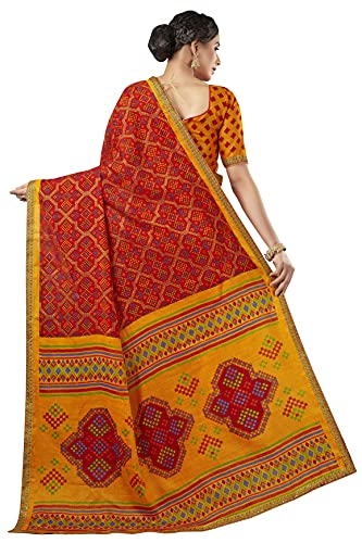 Image of Glory Sarees Women's Brasso Saree with Blouse Piece (Brasso Bandhani101Parent)