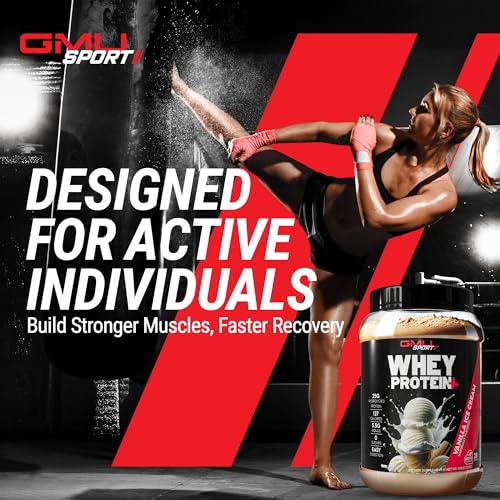 Image of GMU SPORT Whey Protein Powder+ Concentrate 2lb | 25g Protein for Muscle Growth & Recovery | Delicious Flavor, Easy to Mix | Non-GMO, Gluten-Free |28 Servings Vanilla Protein Supplement