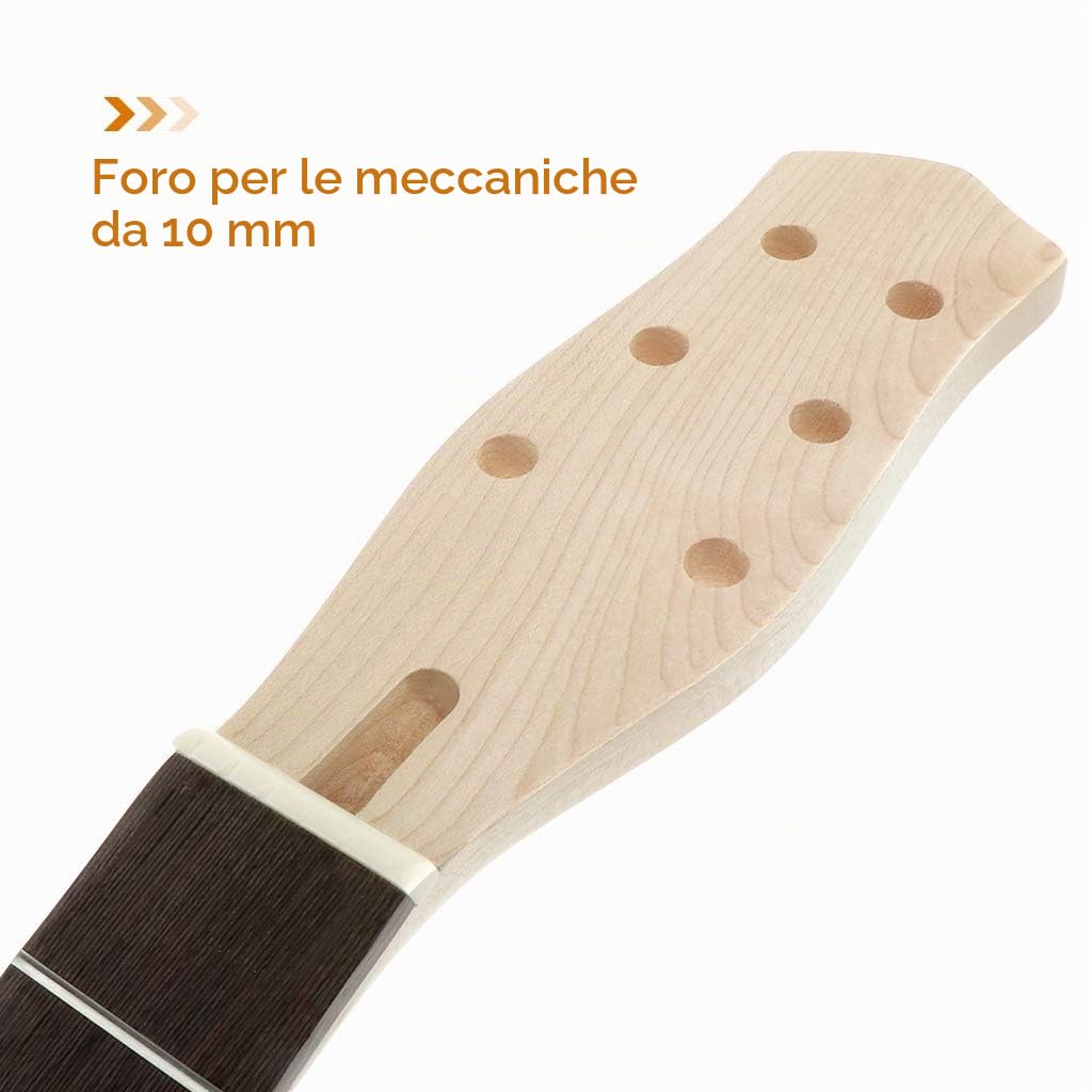 Alnicov Manico per chitarra elettrica per chitarre Gibson LP,per progetti fai da te,manico di ricambio a 22 tasti in mogano,tastiera in acero con intarsi bianchi trapezoidali a punti,colore naturale