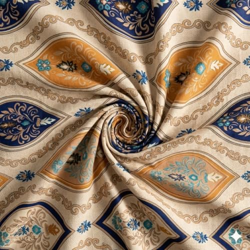 Image of Cotton Bolls Textiles Glace Cotton Flat Bedsheet 90x90 Inch with 2 Pillow Covers - Soft Breathable Glace Cotton, Printed Bedding Set for Double Bed